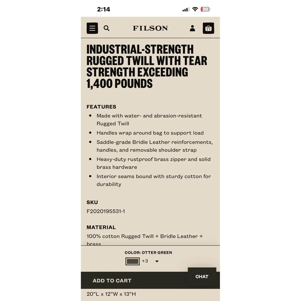 Filson $599 medium